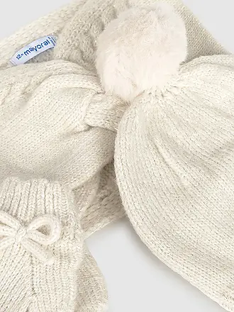 MAYORAL | Ensemble bébé 3 pièces bonnet, écharpe et moufles | creme